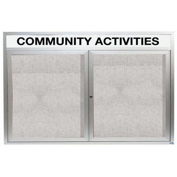 Aarco Aarco Products ODCC4872RH Outdoor Enclosed Bulletin Board with Header - Clear Satin Anodized ODCC4872RH